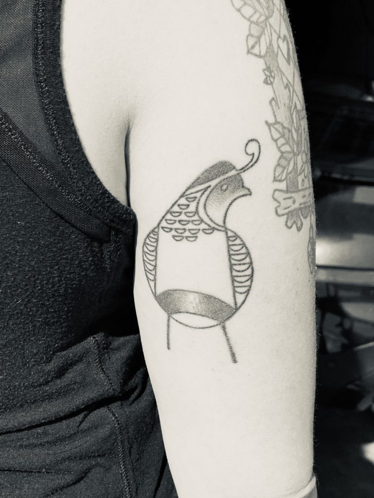 My pandemic tattoo: the quail - Go West, Young Woman